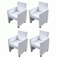 Décoshop26 - Lot de 4 chaises de salle à manger cuisine style moderne et confortable en synthétique blanc CDS021244 - blanc 3001173299786 Décoshop26 - Lot de 4 chaises de salle à manger cuisine style moderne et confortable en synthétique blanc CDS021244 - blanc 3001173299786