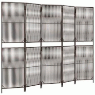 Décoshop26 - Paravent séparateur de pièce cloison 5 panneaux en résine tressée et acier marron DEC031006 - marron 3000258238634
