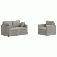 Ensemble de Canapés 2 pcs Gris clair 138 x 78 x 80 cm Velours Modèle Apex Prestige Plus - Matériau naturel 8721364373945