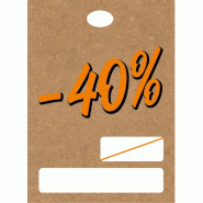 Etiquettes à trou -40% avec prix barré kraft lisse / orange 55x40mm - par 250