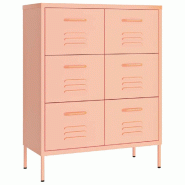 Helloshop26 - Armoire à tiroirs spacieuse rose 80 x 35 x 101,5 cm avec 6 tiroirs ergonomiques en acier rose 02_0046839 - rose acier 3000234455482 Helloshop26 - Armoire à tiroirs spacieuse rose 80 x 35 x 101,5 cm avec 6 tiroirs ergonomiques en acier rose 02_0046839 - rose acier 3000234455482