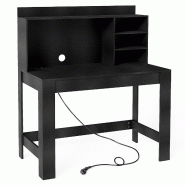 Helloshop26 - Bureau d'ordinateur avec bibliothèque 108 x 60 x 125 cm multiprise intégrée design moderne en MDF noir 20_0015637 - noir Bois manufac