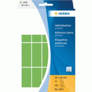 HERMA 480 étiquettes vertes multi-usage, format 20 x 50 mm (32 feuilles 11x17 / cdt) - 2415
