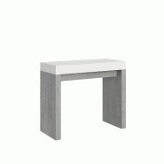 Itamoby Console extensible 90x40/300 cm Roxell Mix Plateau Frêne Blanc Structure ciment - blanc 8050598100080