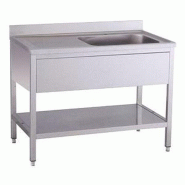 KBS Gastrotechnik KBS Evier 1400x700x850 mm avec rebord 1 cuve à droite avec fond de cuve - Acier inoxydable 18/10 91621104