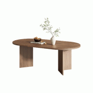 Merax Table à manger 160x80 cm, pour 4-6 personnes, aspect noyer, coins arrondis, plateau 18 mm - marron Bois manufacturé N634P482286A