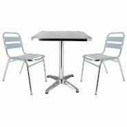 Pack Table carrée et 2 chaises d'extérieur Bruxelles en aluminium