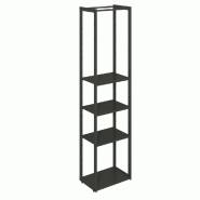 Structure Cage noir base métal 60x40x240cm 3 tablettes noires