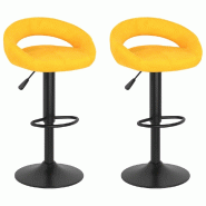 VidaXL Tabourets de bar lot de 2 jaune moutarde velours Modèle Nova Contemporain - 333276