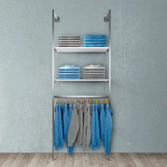 Élément de départ Queen Vogue chrome 2 tablettes blanc + 1 penderie L90xH240cm