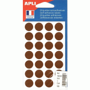 Apli Lot de 5 Etui de 168 pastilles adhésives marron, diam. 15 mm (6 feuilles / cdt) - 3270241022223