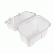 Boîte repas rectangulaire NOVABOX bagasse blanche 850 ml - Repas à emporter - Lot de 200 - blanc Bagasse RKT21 Boîte repas rectangulaire NOVABOX bagasse blanche 850 ml - Repas à emporter - Lot de 200 - blanc Bagasse RKT21