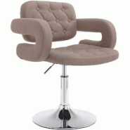 CLP Chaise lounge Dublin Tissu - Piètement avec colonne centrale métal chromé Taupe - gris textile 308243 CLP Chaise lounge Dublin Tissu - Piètement avec colonne centrale métal chromé Taupe - gris textile 308243