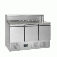 Comptoir à pizza GN1/1 368 L - 3 portes pleines à charnières | Tefcold - PT930