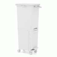 COSTWAY Poubelle multifonction 3‑en‑1 pour cuisine, bac inférieur basculant, tiroir central et 2 compartiments supérieurs - blanc plastique VH33102IT