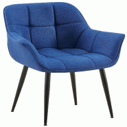 Décoshop26 - Chaise avec accoudoirs en velours matelassé bleu structure métallique noir confort premium 10_0007623 - bleu métal 3000266216716 Décoshop26 - Chaise avec accoudoirs en velours matelassé bleu structure métallique noir confort premium 10_0007623 - bleu métal 3000266216716