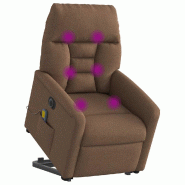 Fauteuil inclinable de massage électrique Marron Tissu Modèle Nelviane - 8721102960482