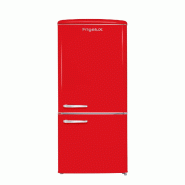 FrigeluX Réfrigérateur combiné, 244 L net, classe énergétique D, design RETRO, rouge CB255RRD - rouge 3541362504210