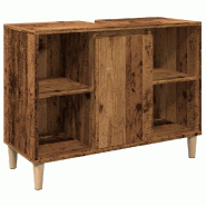 Helloshop26 - Armoire de salle de bain vintage rangement ouvert et avec porte 80 x 33 x 60 cm en bois ingénierie vieux bois 02_0051057 - vert Bois ma