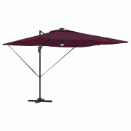 Helloshop26 - Parasol Roma rectangulaire inclinable 286 x 284 x 270 cm avec lumières LED écologiques en polyester rouge 02_0058729 - rouge aluminium