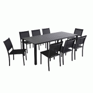 Oviala Business Ensemble table extensible et 8 chaises de jardin en aluminium gris - gris aluminium 112576_0