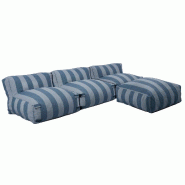 Oviala Business Salon de jardin modulable avec 3 chauffeuses et 1 pouf bleu pacific - bleu polyester 115642_0