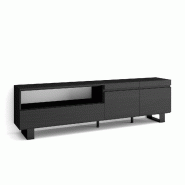 SKRAUT HOME Meuble TV, Banc Télé, 200x57x35cm, Pour les TV jusqu'à 80", Design industriel, Noir - noir Bois manufacturé 48_2