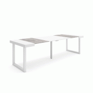 SKRAUT HOME Table console extensible, 260, Pour 12 personnes, Pieds bois massif, Blanc et ciment - blanc Bois manufacturé 371_41 SKRAUT HOME Table console extensible, 260, Pour 12 personnes, Pieds bois massif, Blanc et ciment - blanc Bois manufacturé 371_41