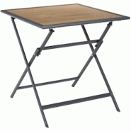 Table pliable en métal anthracite et effet bois Barcelone 70 x 70 cm The Home Deco Factory - gris 3664944658184 Table pliable en métal anthracite et effet bois Barcelone 70 x 70 cm The Home Deco Factory - gris 3664944658184
