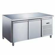 Table réfrigérée inox positive avec évaporateur ventilé - 2 portes - 282 litres - Sans dosseret - GN2101X