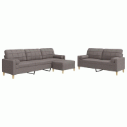 VidaXL Ensemble de canapés 3 pcs repose-pied et coussins décoratifs Modèle Doralie - 3278350