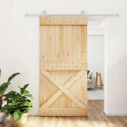 Vidaxl porte coulissante et kit de quincaillerie 100x210 cm pin massif 3203121 Vidaxl porte coulissante et kit de quincaillerie 100x210 cm pin massif 3203121