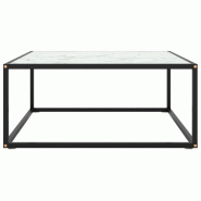 VidaXL Table basse Noir avec verre marbre blanc 80x80x35 cm Modèle Apex Concept Élite - 322877