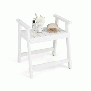 Banc de douche avec accoudoirs 58 x 52 x 61,5 cm assise confortable design moderne en HDPE blanc 20_0018798 - blanc 3000232606961