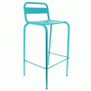 Chaise de bar d'extérieur empilable Avignon en aluminium finition bleu agata (3)