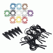 CHAUVIN ARNOUX - Jeu de 5 x Cordon de 3m Banane-Banane 4mm - 5 pinces crocodiles - couleur noire
