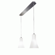Fabas Luce Suspension Diana En Métal Et Verre Soufflé, Finition Chromée, Douille E27 2 X 60 W, Ip20, Design Élégant Et Moderne, Code 2753-46-138