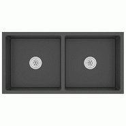 Helloshop26 - Evier de cuisine fait main maison lavabo de salle de bain installations cuisine intérieur noir acier inoxydable 02_0002472 - noir inox