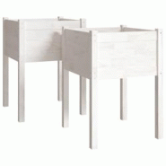 Helloshop26 - Jardinière bac lit surélevé plantes fleurs jardin terrasses lot de 2 50 x 50 x 70 cm bois de pin massif blanc 02_0038994 - 3000217982165_0
