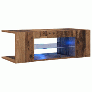Helloshop26 - Meuble TV flottant design moderne avec lumières LED 90 x 39 x 30 cm en bois d'ingénierie vieux bois 02_0050852 - Bois massif 300023660