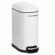 Helloshop26 - Poubelle en métal 10 litres compacte avec pédale seau intérieur amovible et poignée fermeture en douceur blanc 12_0007268 - blanc m�