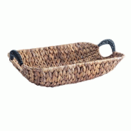 Panier à anses naturel rectangulaire - feuilles de bananier tressées - 36x28x13cm