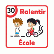 Panneau ralentir ecole blanc