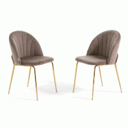 RATTATAN Lot de 2 chaises en velours d’intérieur, rembourrées, pieds en métal, design élégant pour cuisine, salle à manger, bar ou restaurant