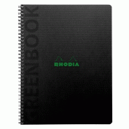RHODIA Lot de 5 Greenbook A5+, 160p./80 feuilles microperforées 90 g/m² reliure intégrale, perf. 6 trous, couv. Carte souple recyclée, ligné + ca