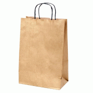 Sac 2 bouteilles poignées torsadées kraft or 18+10x39cm - par 250