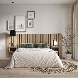 SKRAUT HOME - TêTE DE LIT, AVEC TABLES DE CHEVET, 258X107X3CM, LIT DE 150,160,180CM, PANNEAUX MURAUX, CHêNE