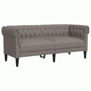 VidaXL Canapé Chesterfield 2 places taupe tissu Modèle Quermoniax - 372552