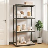 Vidaxl étagère de rangement 4 niveaux anthracite acier bois ingénierie 152849