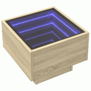 VidaXL Table de chevet avec LED infini chêne sonoma 40x40x30 cm - Modèle Délicat - Bois manufacturé 3284065